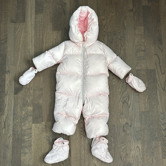 RALPH LAUREN Pink Puffer Snowsuit One Piece - Picture 6 of 7